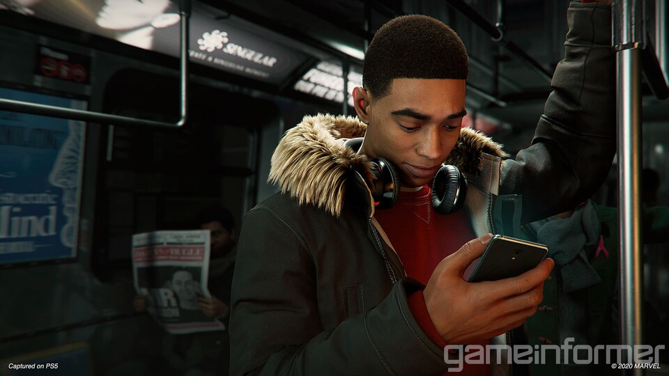 Dieser neue PS5-Screenshot wirkt beeindrucken und zeigt, wie detailreich zum Beispiel Haare in Spider-Man: Miles Morales aussehen(Bild: Game Informer).