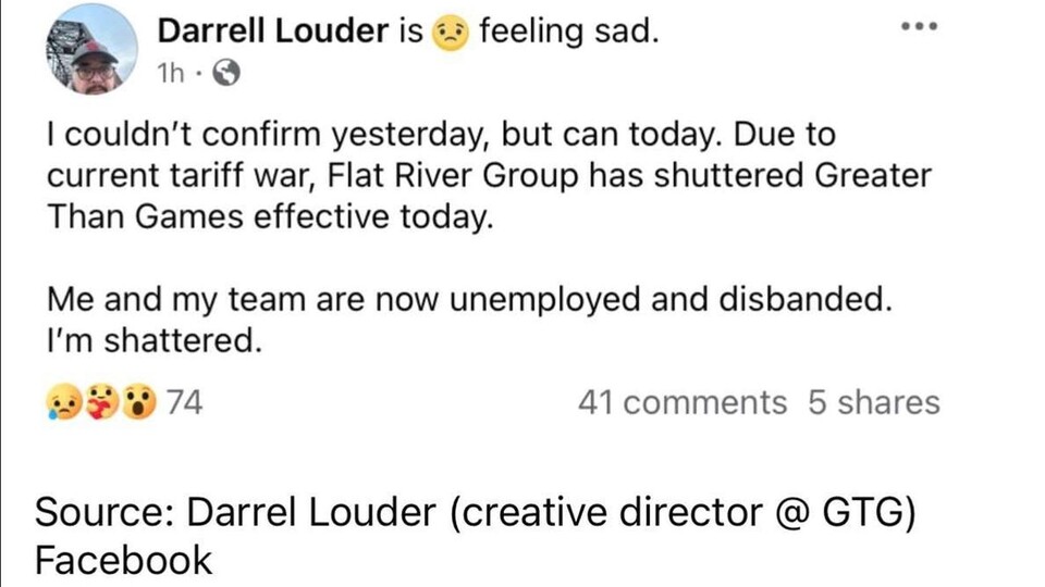 Mit diesem Post hat sich der ehemalige Creative Director von Greater Than Games zu Wort gemeldet.