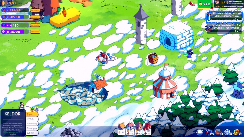 Mit der Zeit weite ich mein Gebiet auch auf Schnee- und Sumpf-Biome aus, die eigene Gebäude mitbringen.
