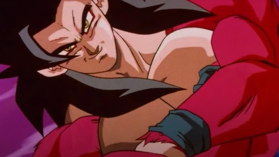 Goku gewinnt die Kontrolle über sich wieder und wird zum vierfachen Super Saiyajin. (Bild: © Toei Animation)