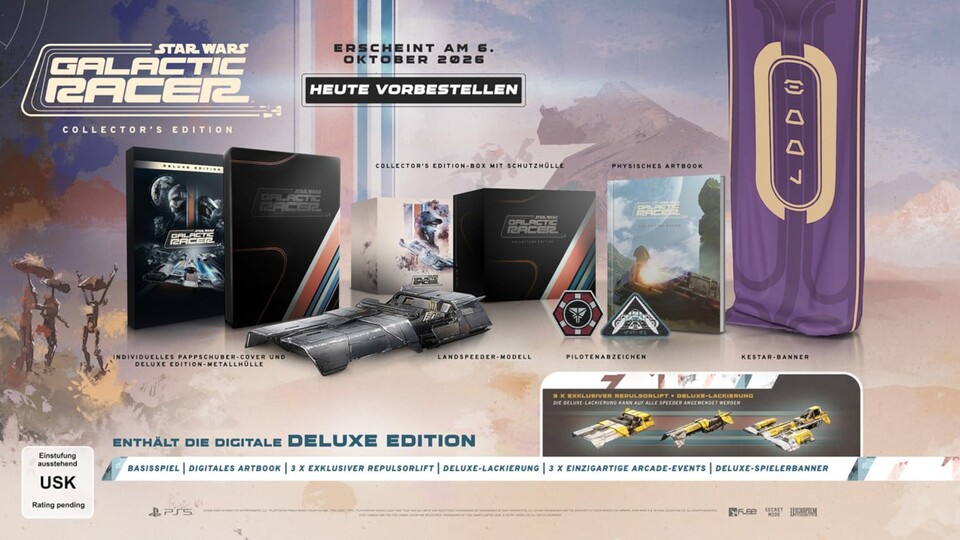 Hier seht ihr die Inhalte der Star Wars: Galactic Racer Collectors Edition im Überblick.