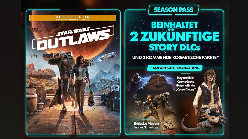 Der Season Pass von Star Wars Outlaws bringt zwei große Erweiterungen mit. Einzeln kostet er im PlayStation Store derzeit 39,99€.