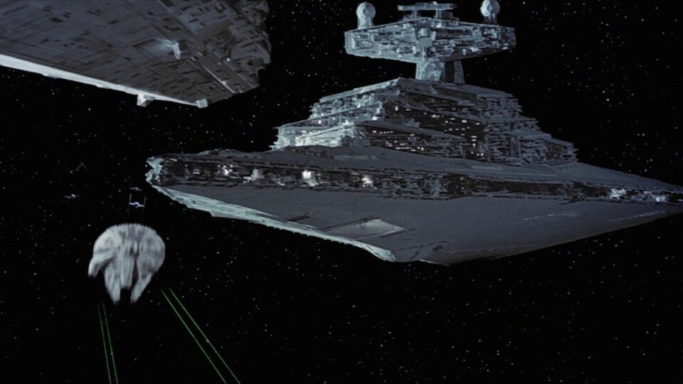 Die Sternenzerstörer aus Star Wars sind legendär ... und es gibt noch so viel mehr über sie zu wissen (Millennium Falcon for scale).