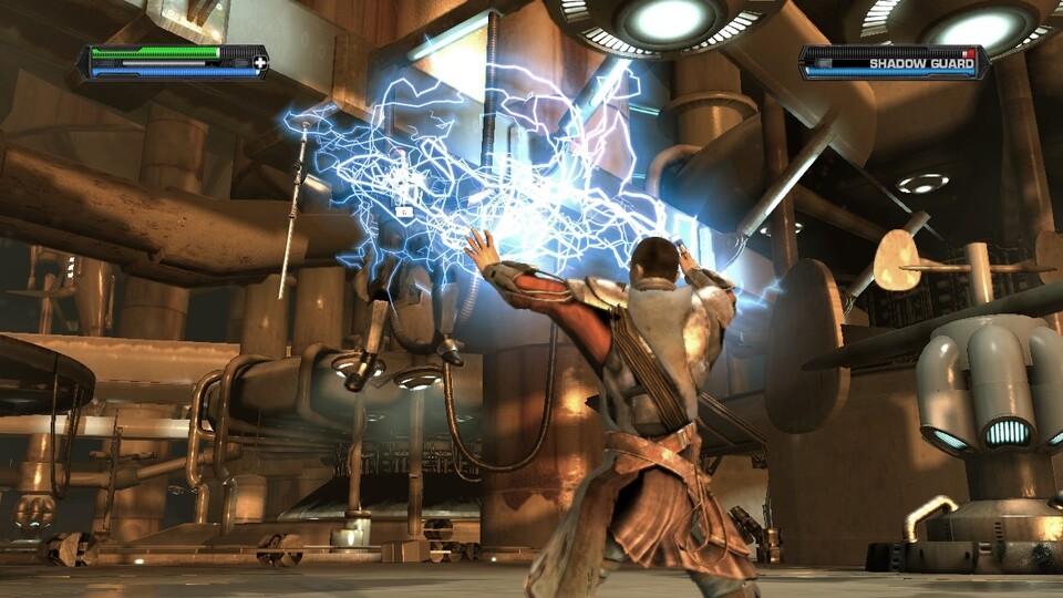 Kombiniert in the Force Unleashed Lichtschwert- und Machtfähigkeiten zu starken Kombos.