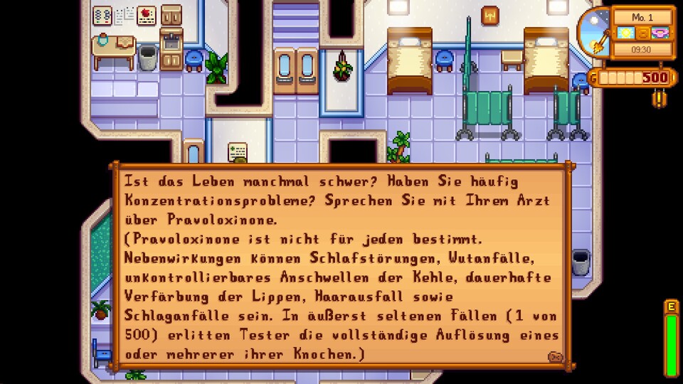 An einer Wand in Harveys Praxis könnt ihr diesen dubiosen Werbetext entdecken.