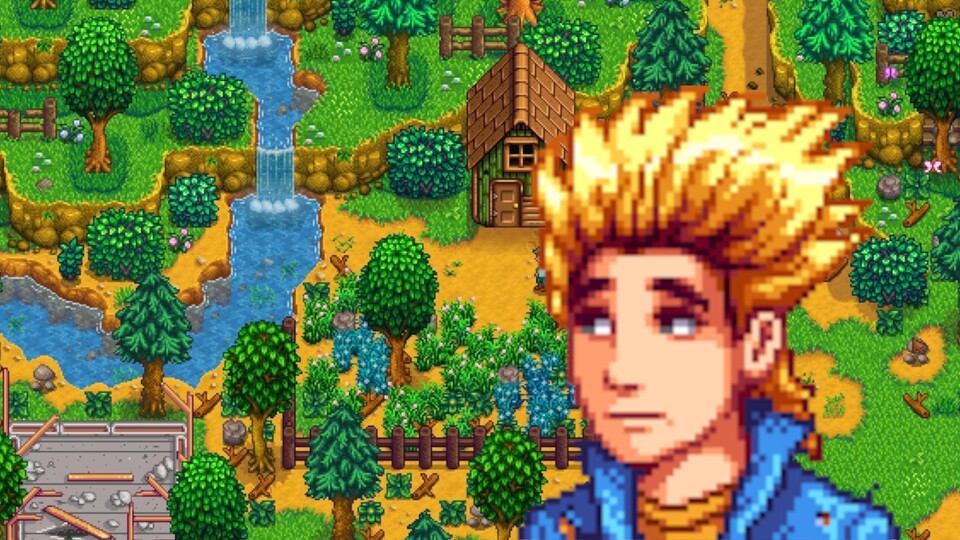 Stardew Valleys Sam kann man dank der Dragon Ball-Frisur irgendwie trotzdem nicht so richtig ernst nehmen.