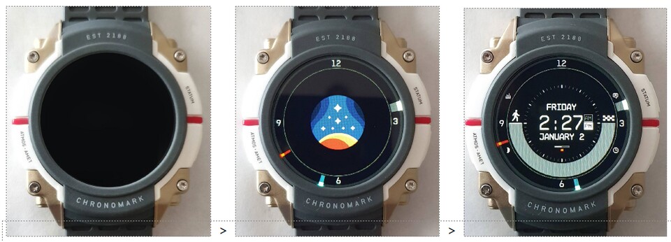 Beim Starten der Uhr seht ihr kurz das Logo der Constellation. ©The Wand Company