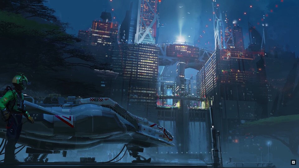 Diese Starfield-Concept Art erinnert an Blade Runner oder Cyberpunk 2077.