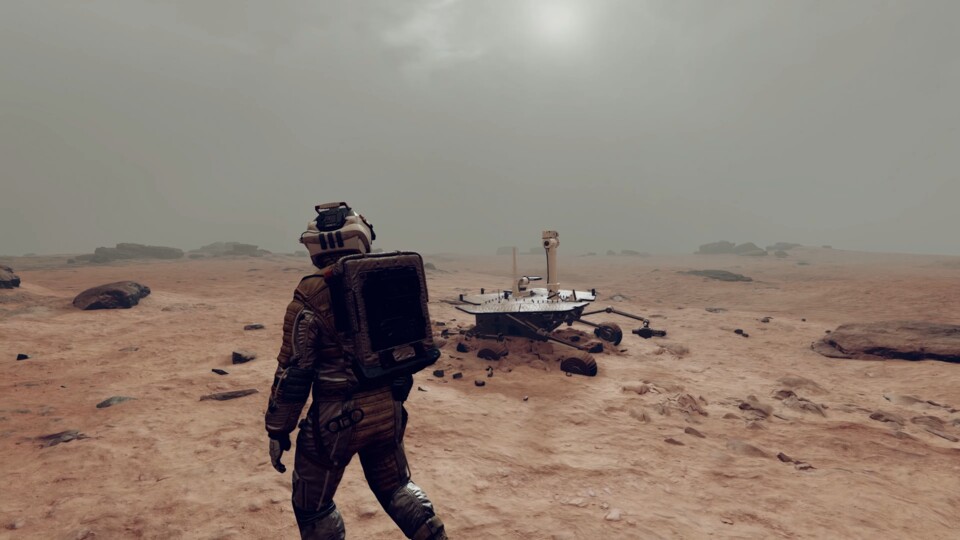 Was ihr hier als Screenshot aus dem Starfield-Gameplay seht, könnten Mars und Opportunity-Rover sein.