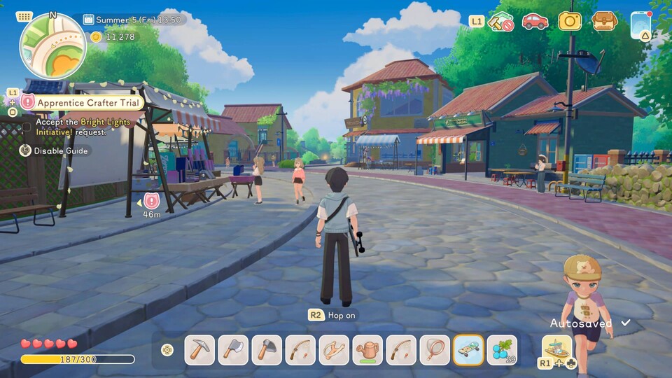 Im zentralen Dorf wohnen einige der NPCs, außerdem findet ihr hier die meisten Läden für neue Saat, Crafting-Anleitungen und Klamotten.