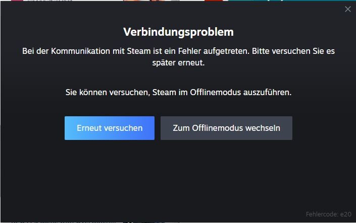 Diese Fehlermeldung erscheint gerade, wenn ihr euch bei Steam einloggen wollt.