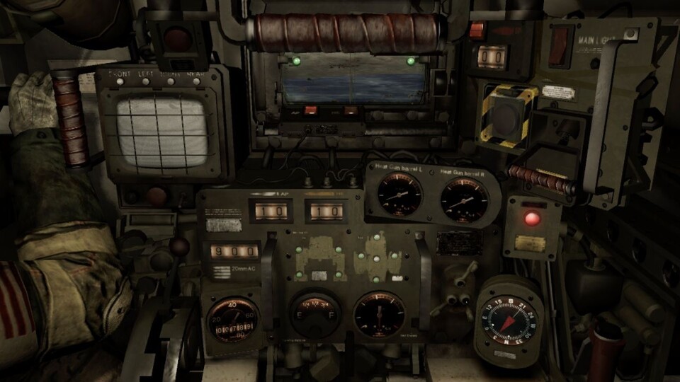 Das Cockpit ist die Schaltzentrale von Steel Battalion, von hier aus aktivieren wir mit Kinect-Gesten einzelne Funktionen.