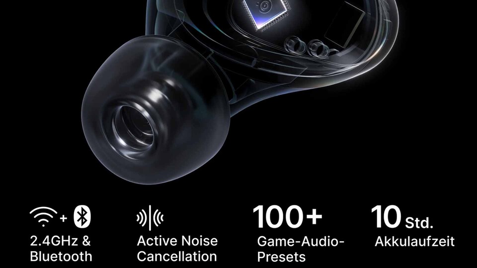 Bluetooth 5.3 für unterwegs, 2,4-GHz-Funk fürs Gaming: Die Arctis GameBuds wechseln problemlos zwischen euren Geräten.