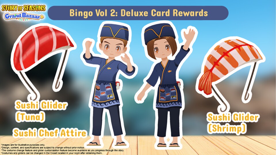 Hier seht ihr die neuen Belohnungen für das Glücksbingo Vol. 2 (Bild: Marvelous)