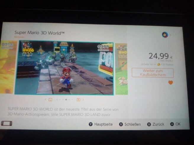 So wird Super Mario 3D World im eShop angezeigt. Schuld ist die Wunschliste.