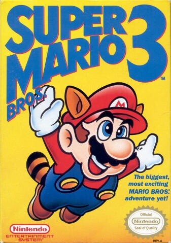 Bei dieser seltenen Version von Super Mario Bros. 3 wird Marios Hand durch die Schrift verdeckt.