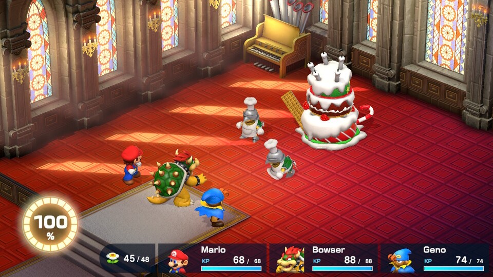 Das Kampfsystem wurde etwas verbessert, im Kern bleibt das Super Mario RPG Remake für Switch dem Original aber treu.