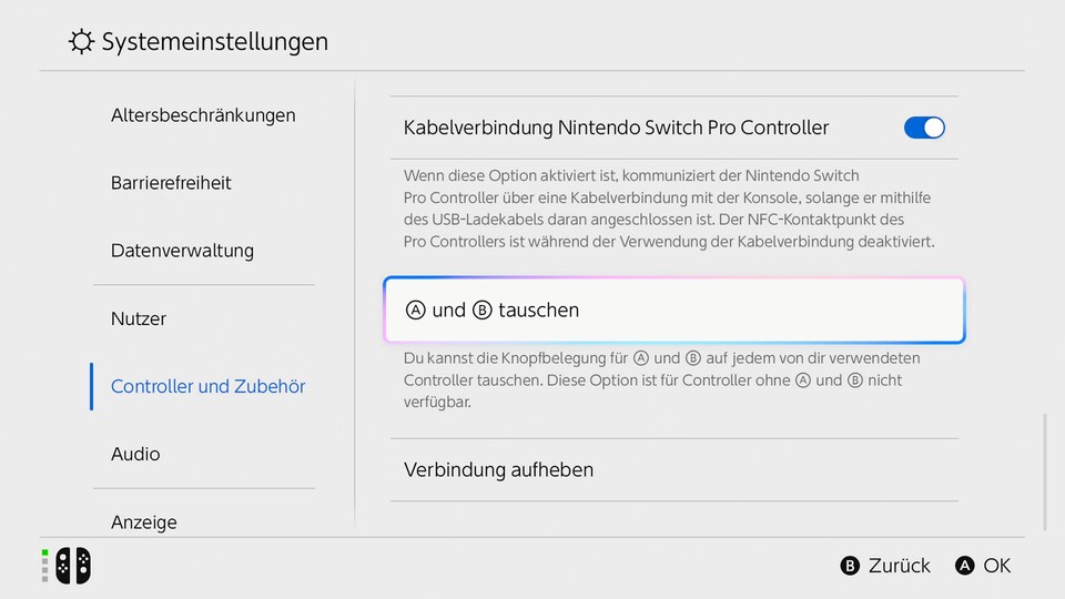 Die Option findet ihr unter Controller und Zubehör