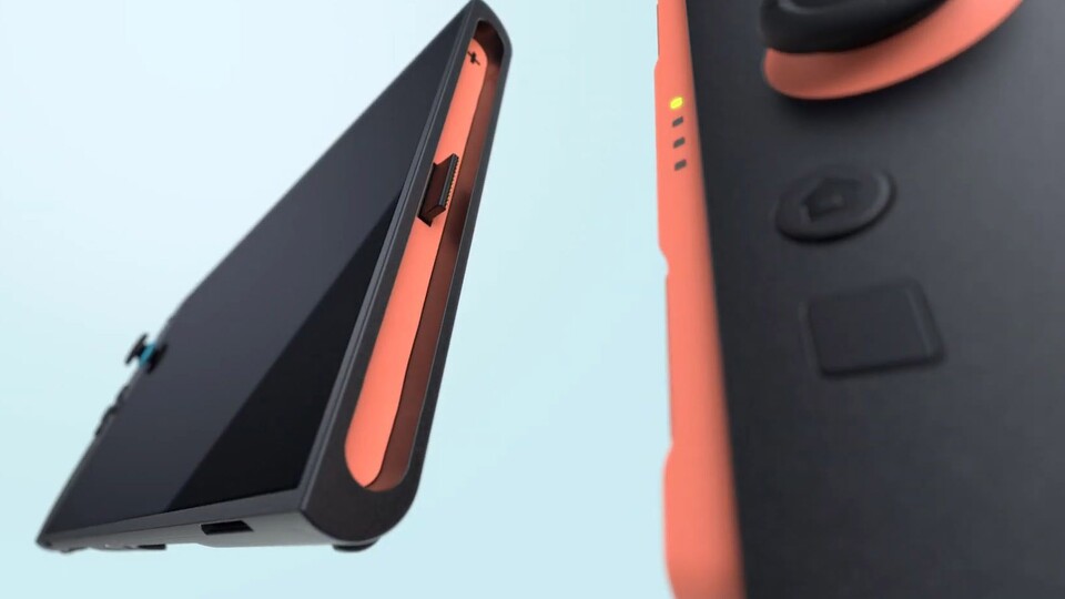 Keine Schiene Schiene mehr, die neuen Joy-Con rasten wohl magnetisch ein und werden vermutlich über zwei Schalter an der Rückseite gelöst.