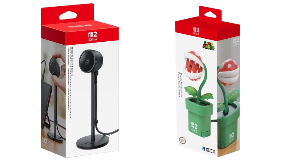 Es gibt offizielle Switch 2-Kameras von Nintendo selbst (links) und von Hori. Auf diese seid ihr jedoch nicht angewiesen.