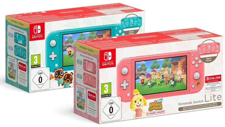 Die Nintendo Switch Lite könnt ihr jetzt mit dem Spiel Animal Crossing: New Horizons und 12 Monaten Nintendo Switch Online für rund 189€ abstauben!