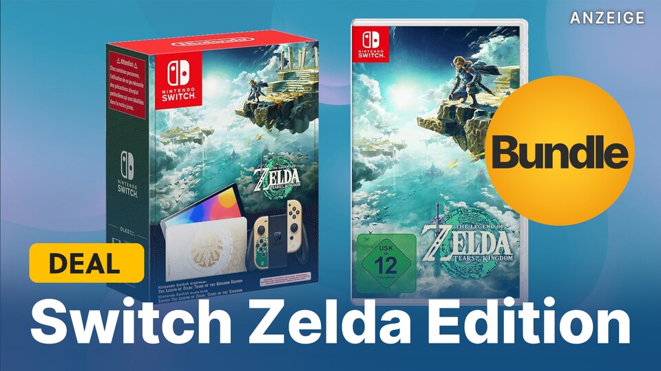 Die Zelda Special Edition der Switch OLED gibts jetzt zusammen mit Tears of the Kingdom im Angebot.
