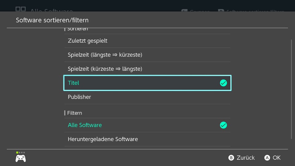 Die Titelsortierung macht die Software-Anzeige für mich so viel besser.