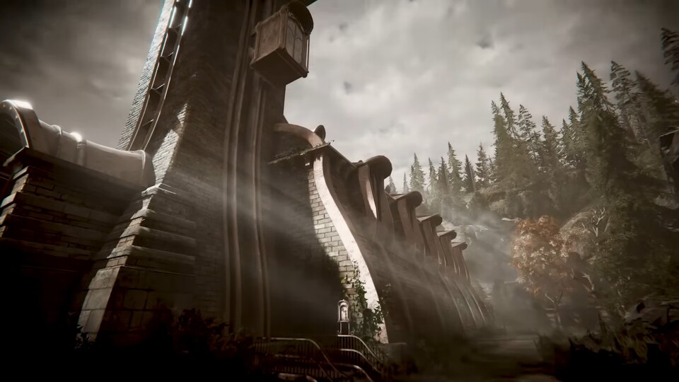 Die Architektur der von Benoît Sokal erschaffenen Spielwelt wirkt fremdartig und oft recht düster.