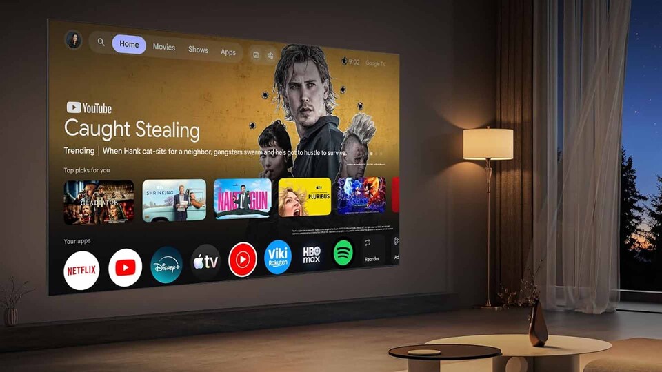 Auch ohne Konsole macht der Riesen-TV dank Google TV und Onkyo-2.1-Soundsystem als Heimkino eine gute Figur.