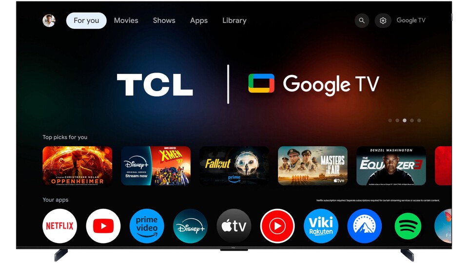 Das Google TV-Betriebssystem des TCL C61BX7 4K-TV bietet einen hervorragenden App-Support.