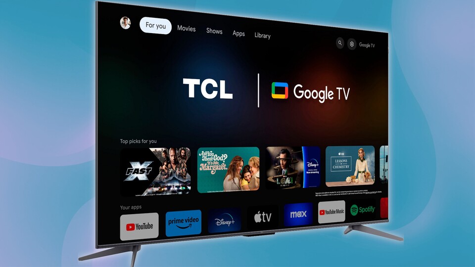 Dank des Google TV-Betriebssystems braucht ihr euch beim TCL T8B auch über den App-Support keine Sorgen zu machen.