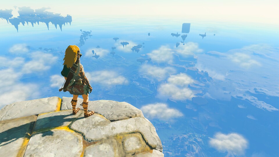 Link bereist in Tears of the Kingdom unter anderem auch die neuen Himmelsinseln.