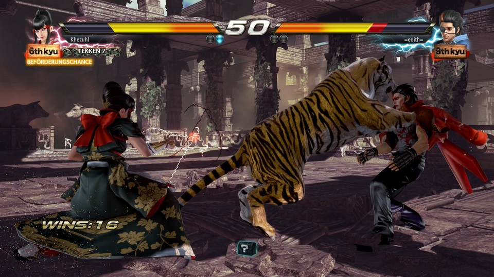 Kazumi Mishima ruft ihren Tiger im Kampf. Ihre Teufels-Form ist leider nicht spielbar.