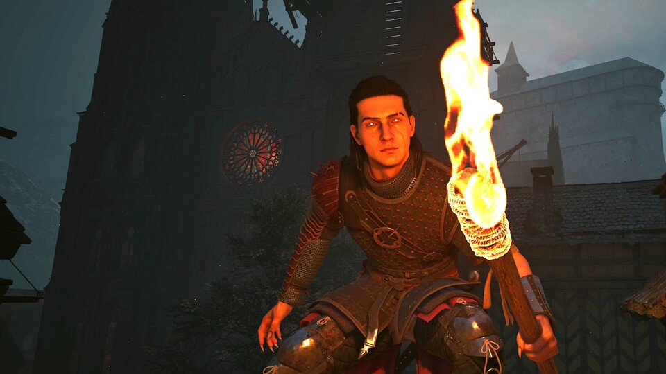 Nachts können wir uns mit einem super weiten Vampirsprung oder mit Klauen hangelnd über die Dächer bewegen. Mit einem Skill durchqueren wir die Welt blitzschnell, nachts in Wolfsgestalt.