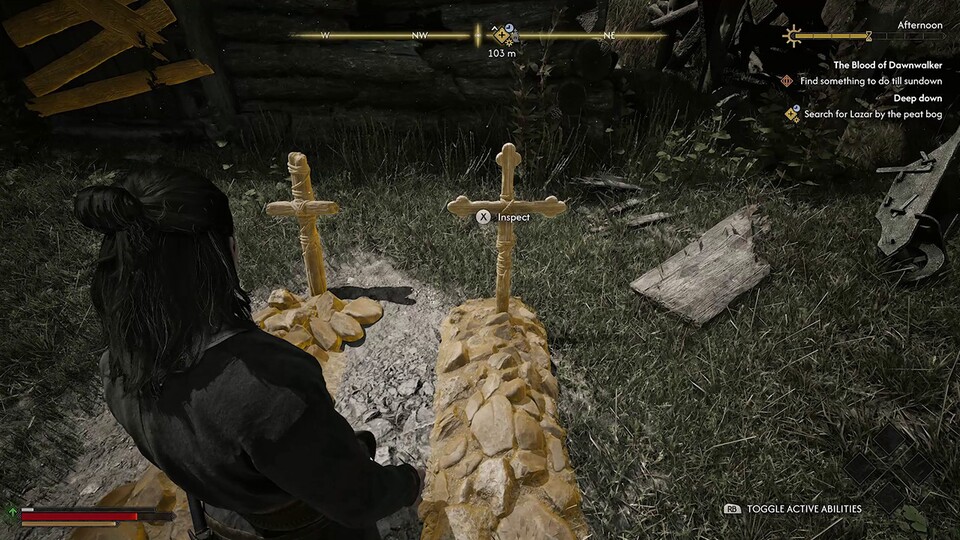 Ähnlich wie in The Witcher oder der Arkham-Reihe kann ich auch hier auf Knopfdruck mit einer Art Detektivsicht nach Hinweisen suchen.
