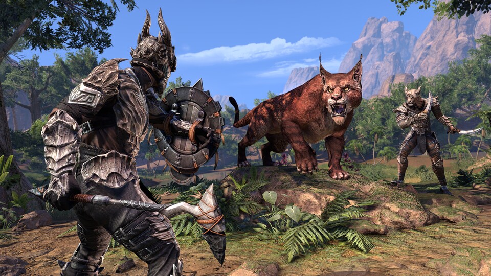 The Elder Scrolls Online verwickelt uns ins actiongeladene Kämpfe, in denen wir direkt angreifen und ausweichen.