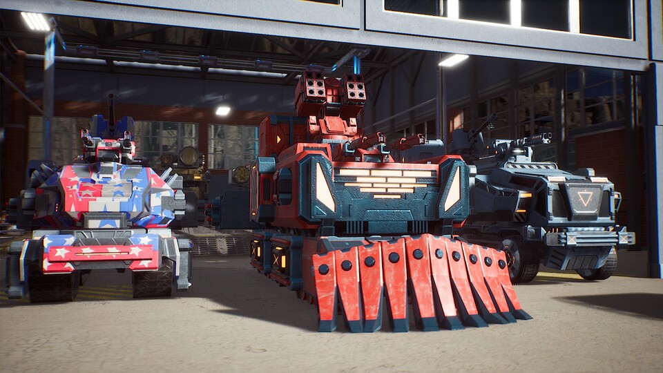 Abgedrehte Killerkarren, die ihr ganz nach Gusto gestalten könnt, sind ein fester Bestandteil von The Front.