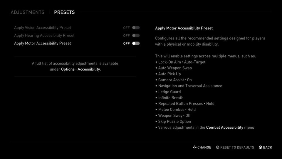 Die ?Accessibility-Einstellungen von TloU 2 sind im Vergleich zu Uncharted 4 um einiges umfangreicher.