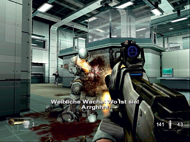 Die Wachen in diesem Labor erinnern mit ihren Kampfanzügen ein wenig an die Soldaten aus Killzone. Screen: Xbox