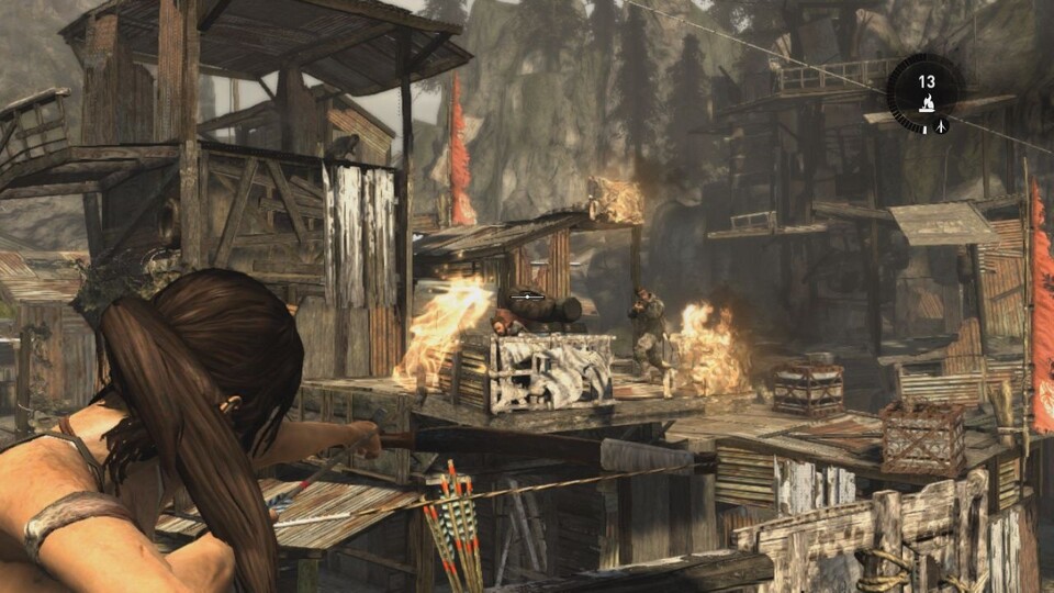 Per Brandpfeil-Upgrade heizt Lara den Gegnern mächtig ein.