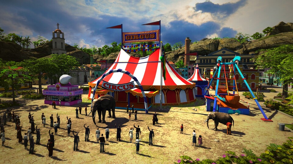 Sogar einen Elefantenzirkus wird es als Freizeit-Attraktion in Tropico 5 geben.