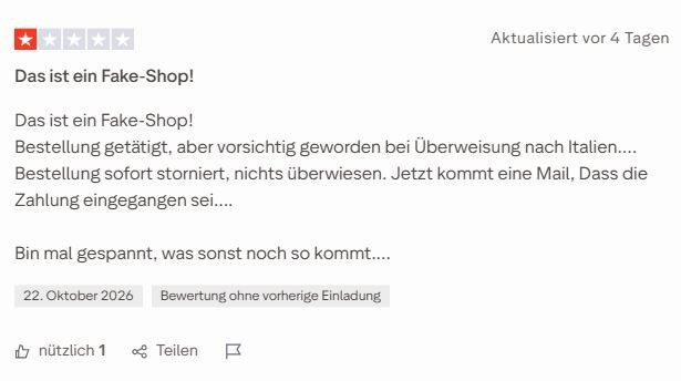 In den vergangenen Tagen mehren sich Betrugsmeldungen auf Trustpilot.