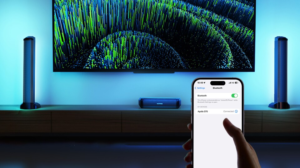Sowohl Sound als auch RGB könnt ihr bequem mit eurem Handy steuern.