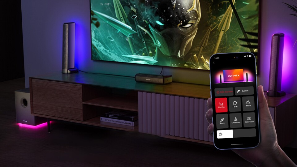 Mit der Ulitmea-App könnt ihr die Beleuchtung eurer Soundbar beliebig anpassen.
