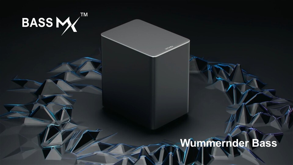Der Subwoofer funktioniert, wie die zusätzlichen Lautsprecher, kabellos, nur Stromkabel werden zusätzlich benötigt.