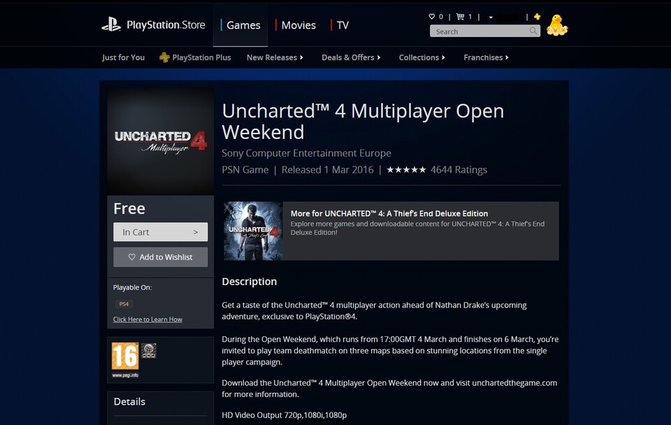 Der Client für die Open-Beta zum Multiplayer-Modus von Uncharted 4: A Thief's End ist bereits im UK-PSN verfügbar.