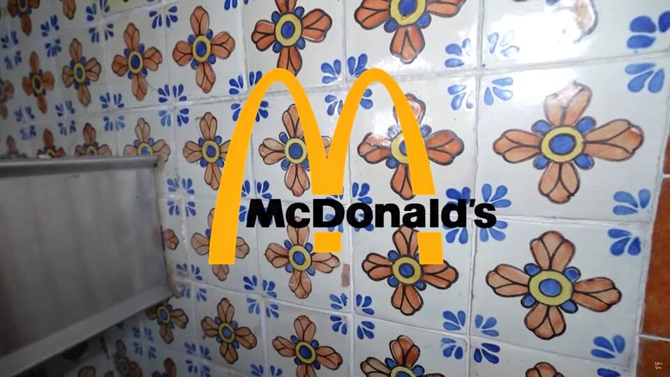 So sieht der verlassene McDonalds mit Fliesen aus (Bild: Screenshot youtube.comwatch?v=zndr-8UC7bc und Pixabay).