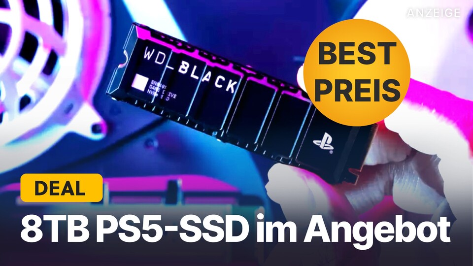 Die offizielle PS5-SSD WD Black SN850P könnt ihr euch jetzt in den Größen 4TB und 8TB im Top-Angebot schnappen.