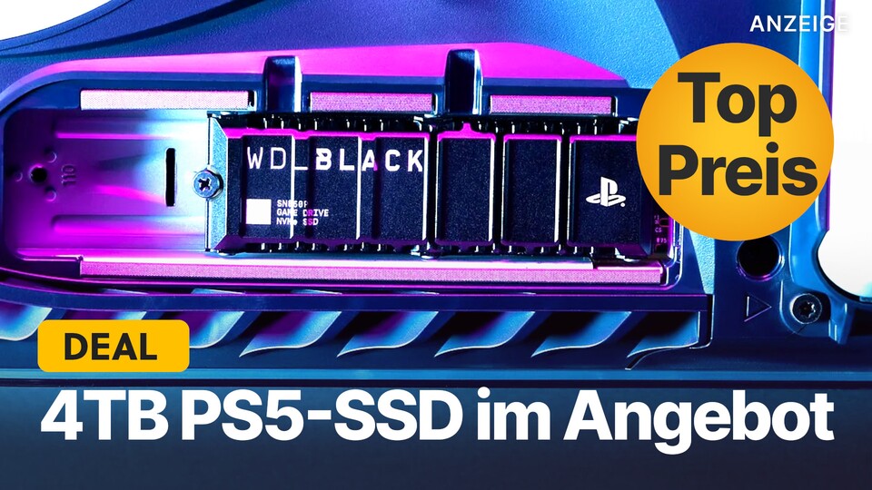 Bis Montagmorgen könnt ihr bei MediaMarkt eine offiziell lizenzierte PS5-SSD mit 4TB Speicherplatz zum Top-Preis abstauben.