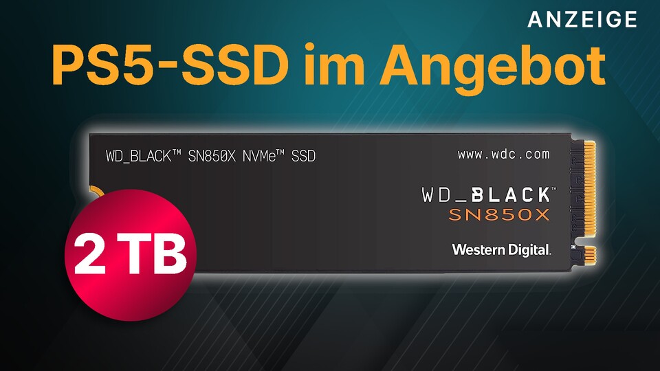 Bei Notebooksbilliger und auch bei Amazon gibt es jetzt die schnelle PS5-SSD WD Black SN850X im Angebot.
